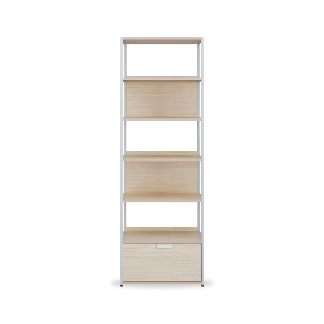 LEON 6 Tier Bookshelf 600 (1 drawer)