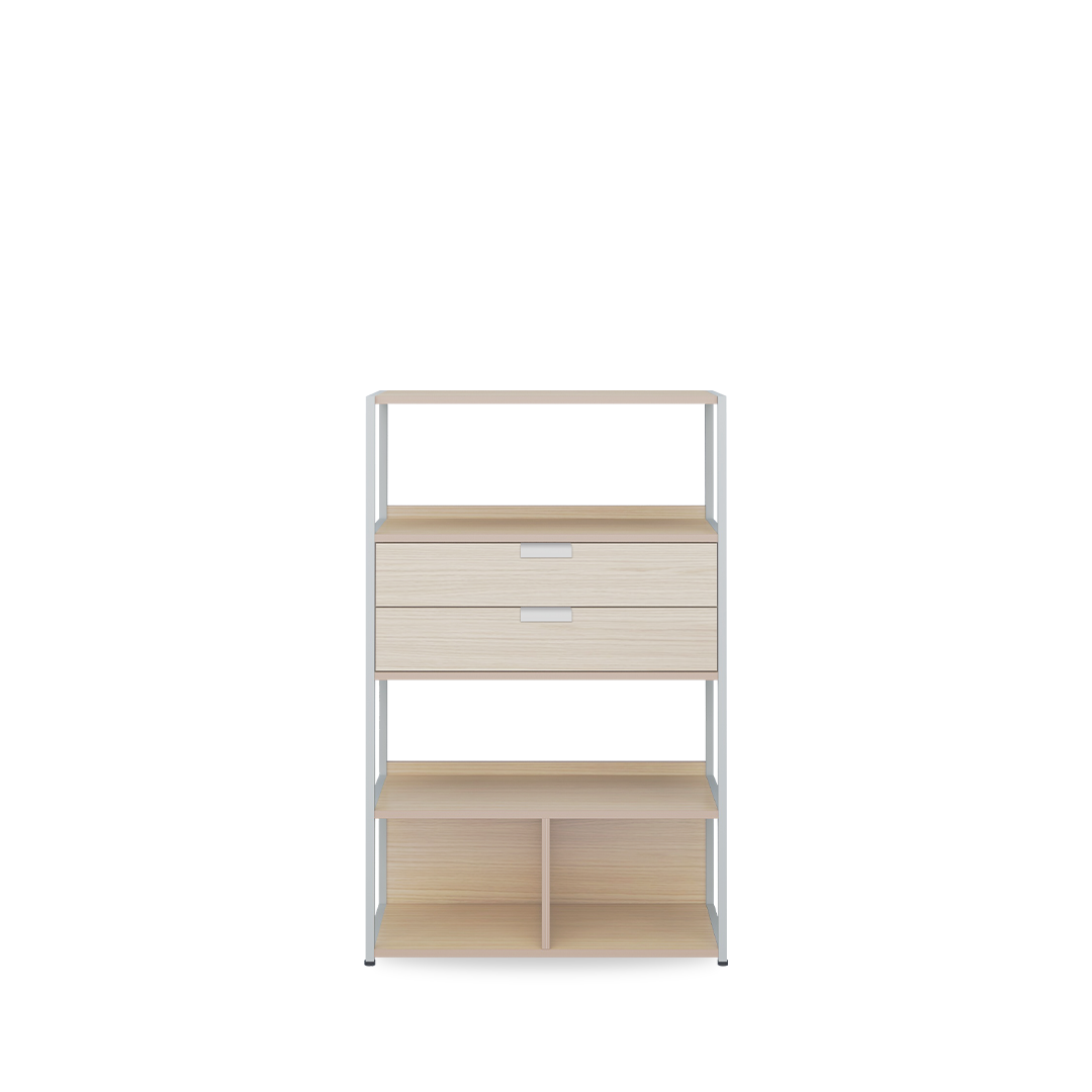 LEON 4 Tier Bookshelf 800 (2 drawers)