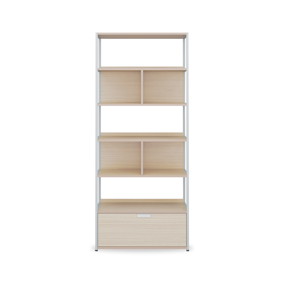 LEON 6 Tier Bookshelf 800 (1 drawer)